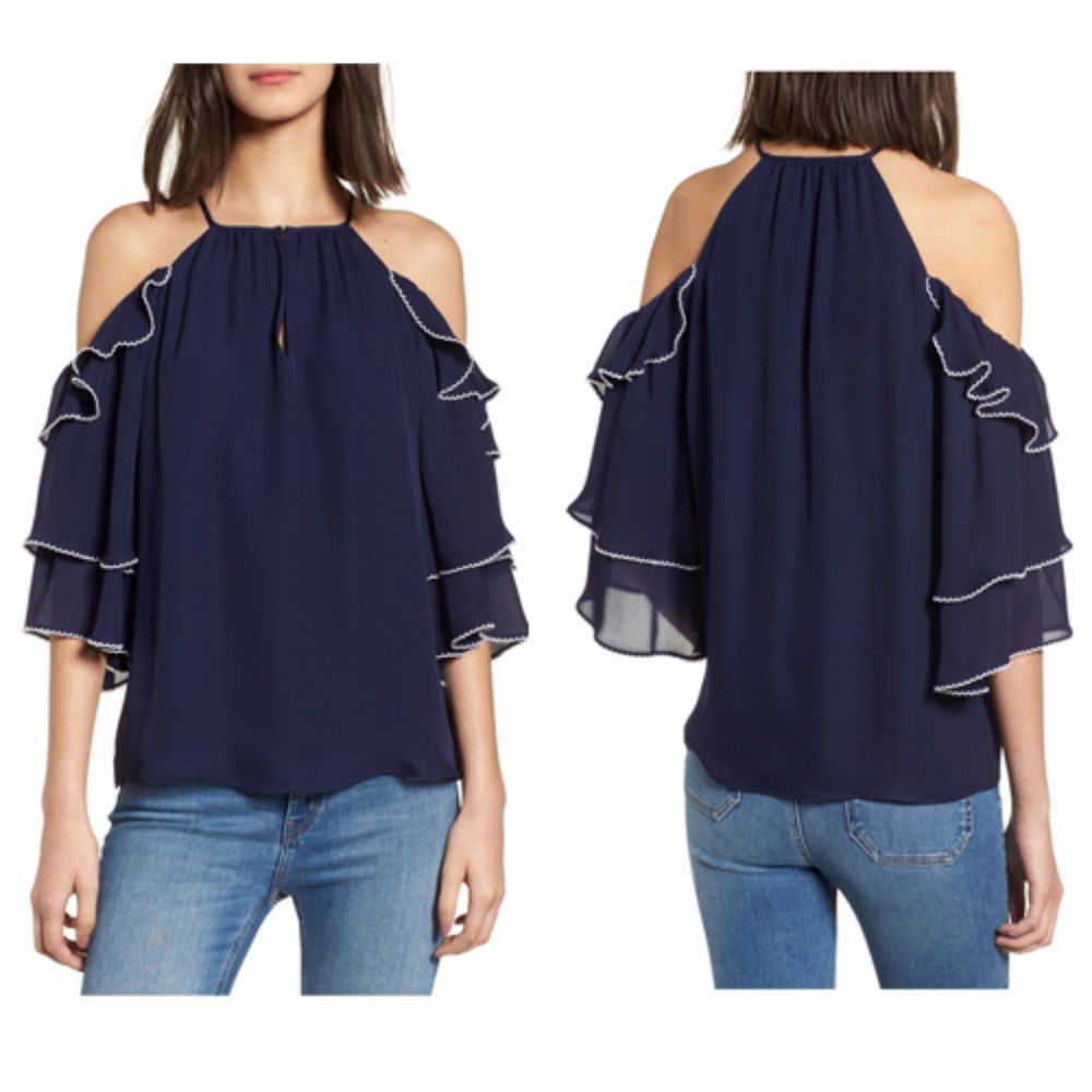 Parker Cindy Cold Shoulder Blouse Size S NWT